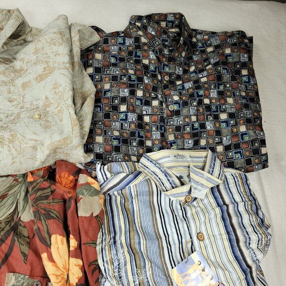 Vintage Hawaiian Shirt Mens Sz Large Lot of 54Rayon Linen Silk NWT Y2k Summer - Picture 5 of 14